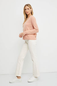 Pale Blush Lightweight V-Neck Sweater