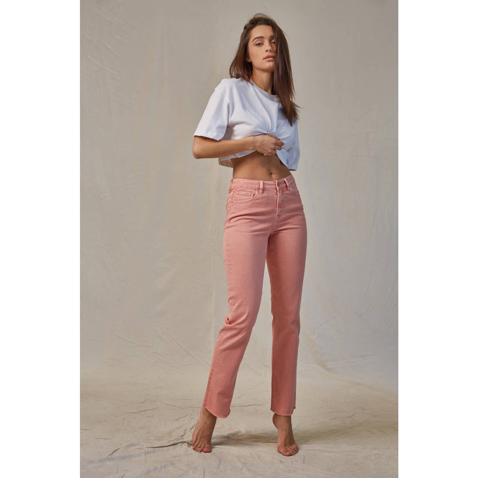 Mica Denim High Rise Vintage Garment Dyed Straight Pants