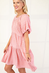 Coral Textured Loose Fit Dress