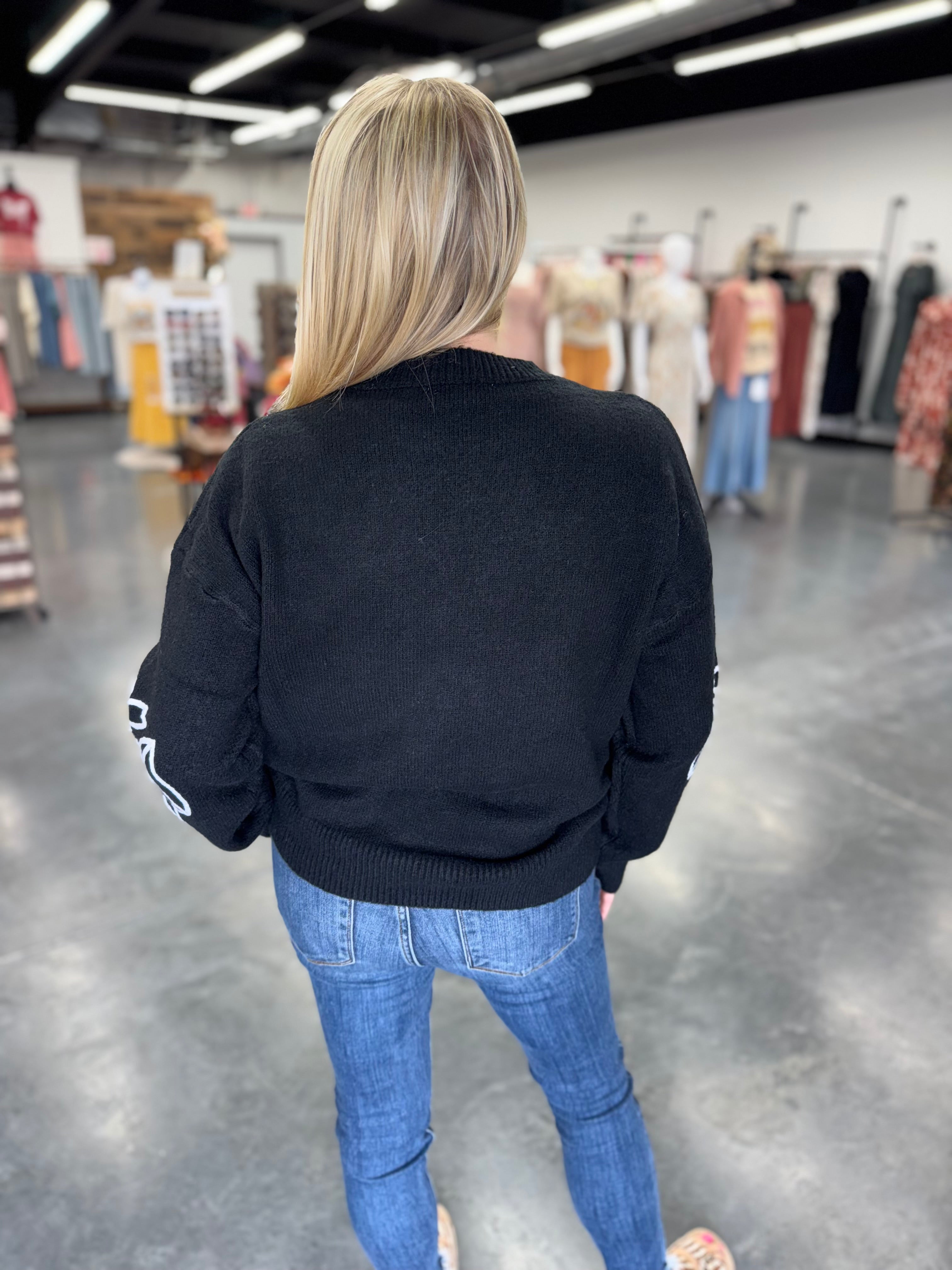 Floral Embroidered Knit Sweater
