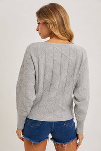 Boat Neck Diamond Knit Sweater