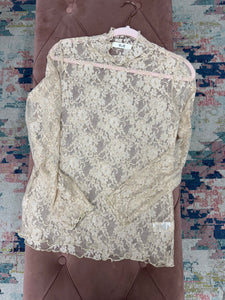 Floral Print Lace Long Sleeve Top