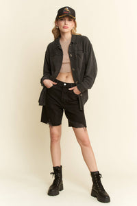 Solid Long Sleeve Button-Up Top