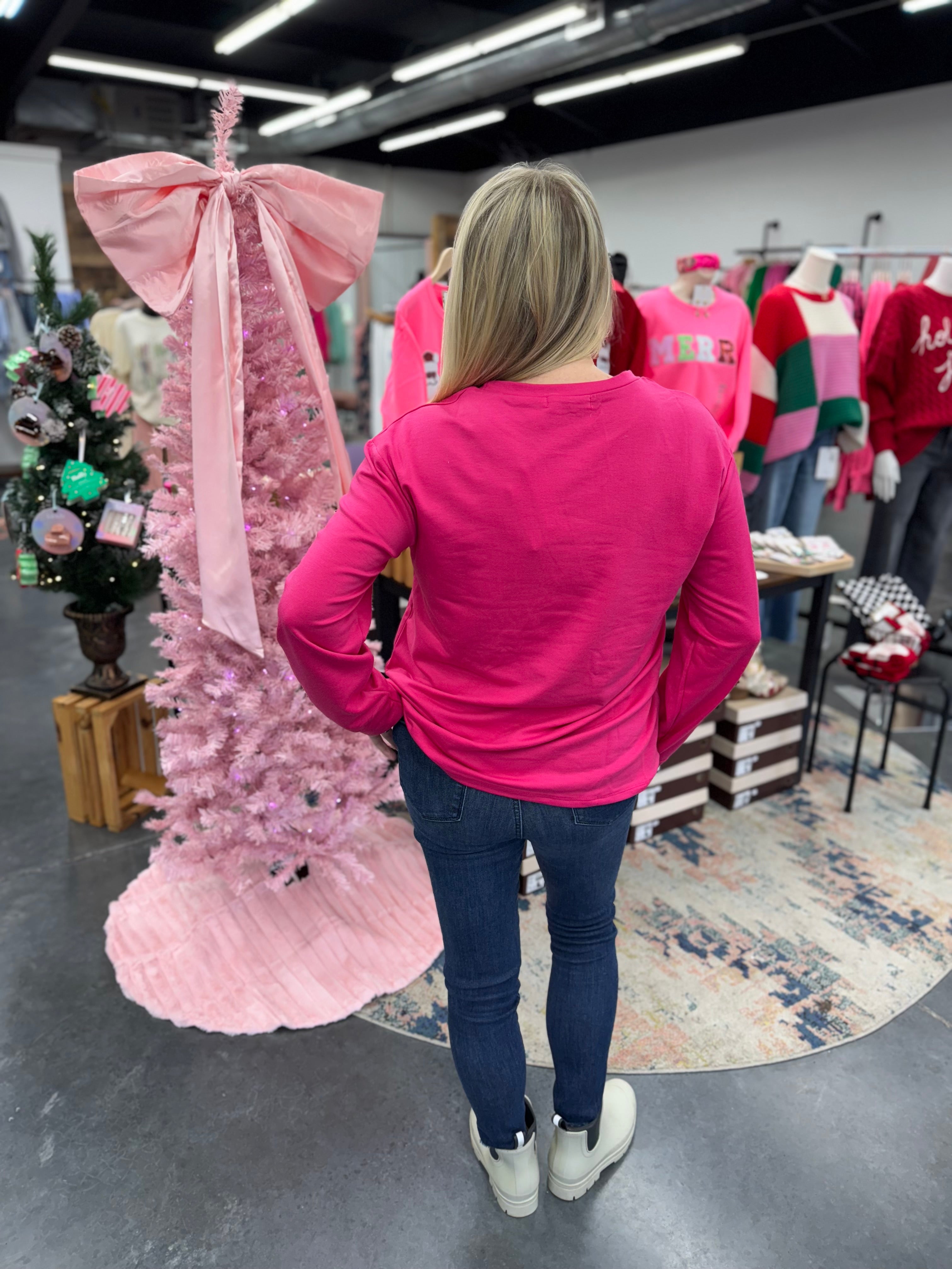 Merry & Bright Hot Pink Sweater
