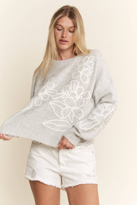 Floral Embroidered Knit Sweater