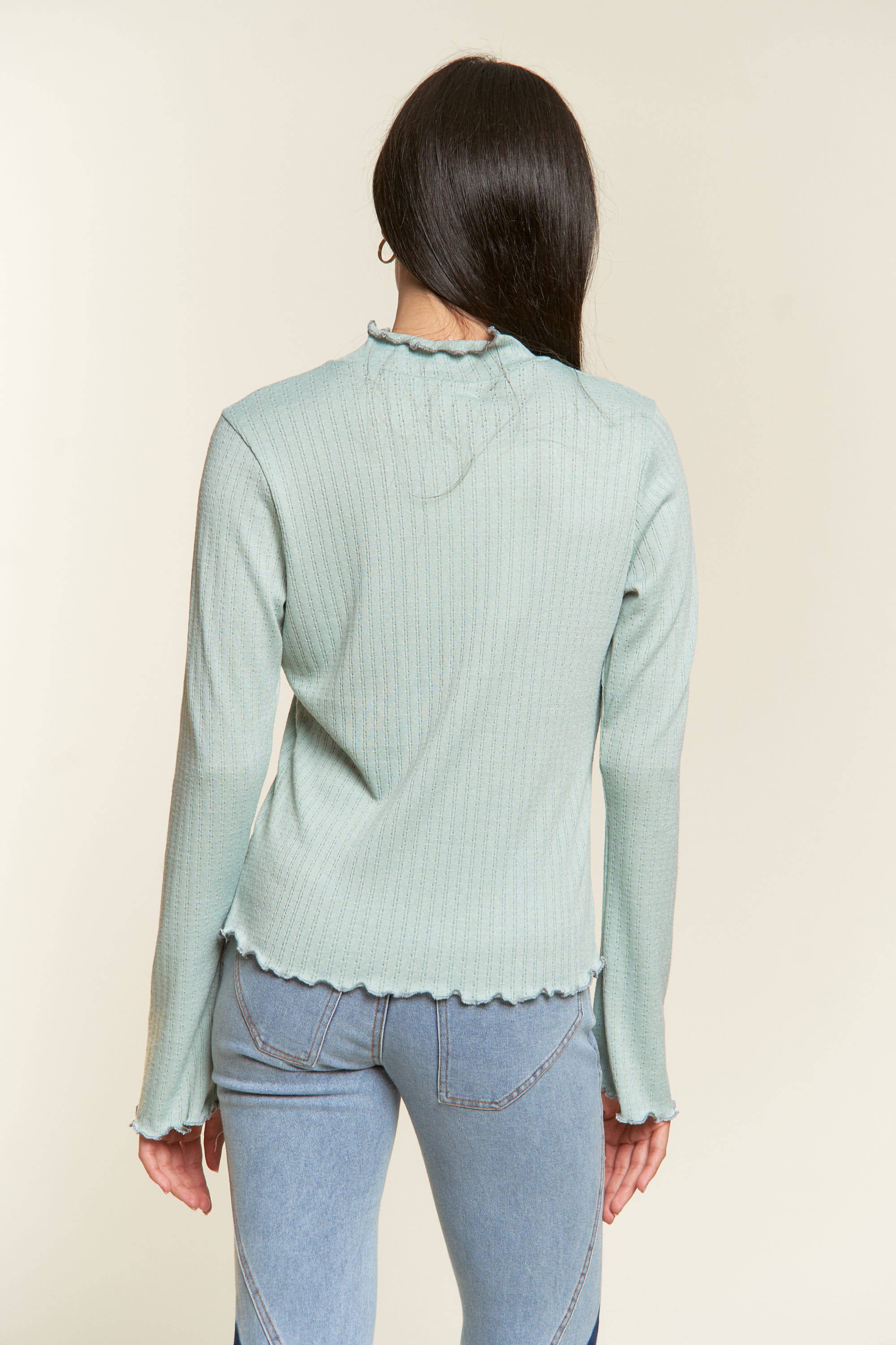 Sage Mock Neck Long Sleeve Top