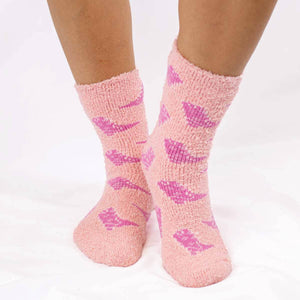 Women's Cowgirl Boots Snuggle Socks   Pink   One Size