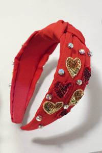 VALENTINE SEQUIN HEART SEED BEAD HEADBAND