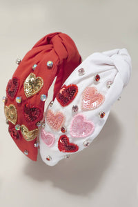 VALENTINE SEQUIN HEART SEED BEAD HEADBAND