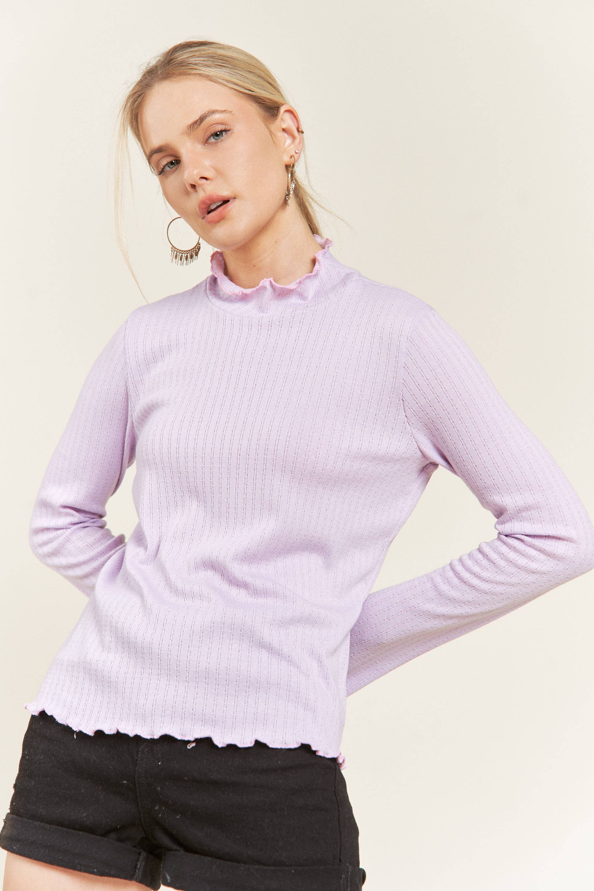 Sage Mock Neck Long Sleeve Top
