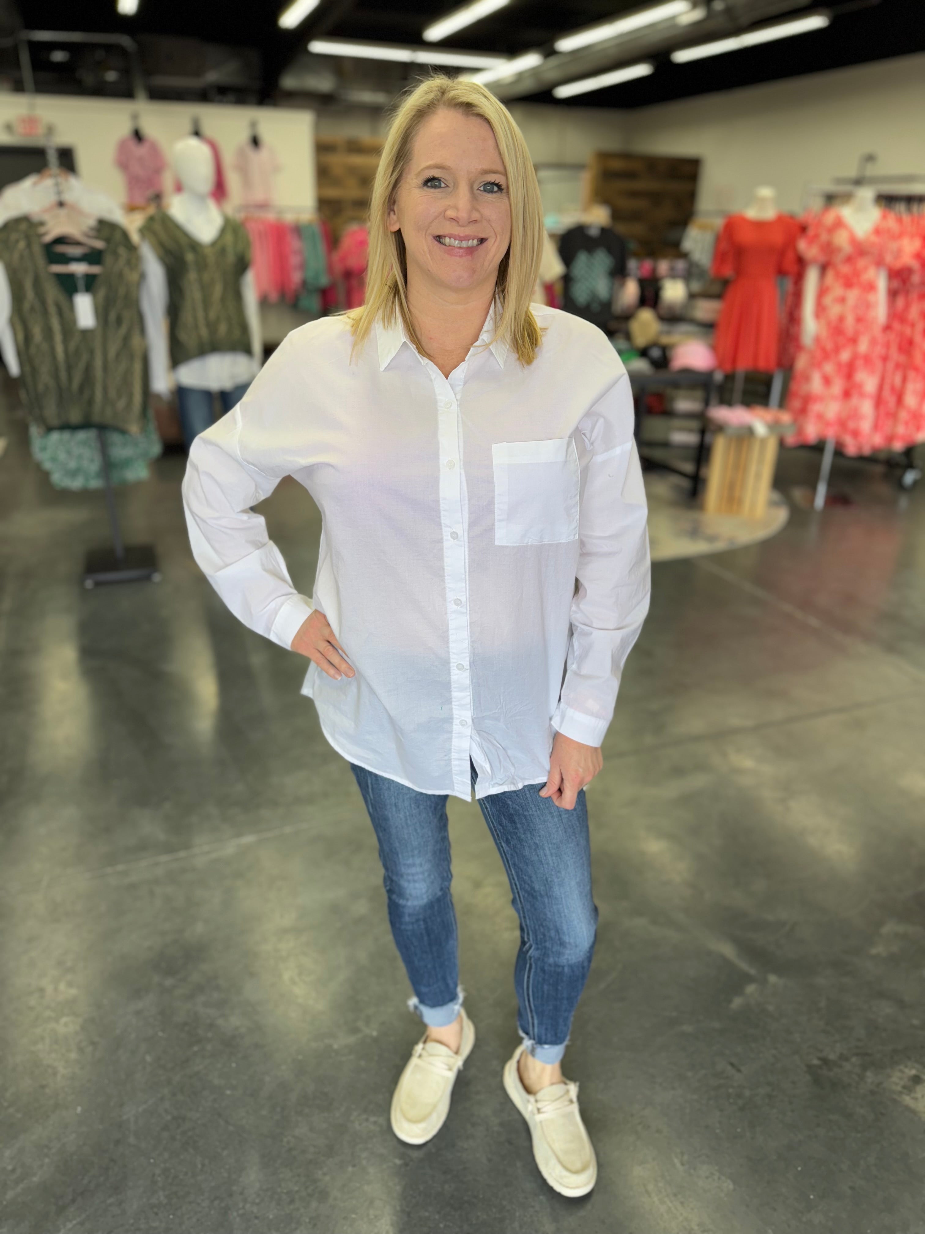 Oversized Basic Cotton Button Down