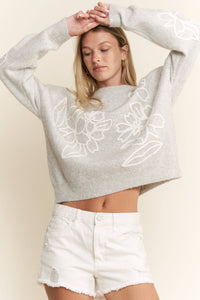 Floral Embroidered Knit Sweater