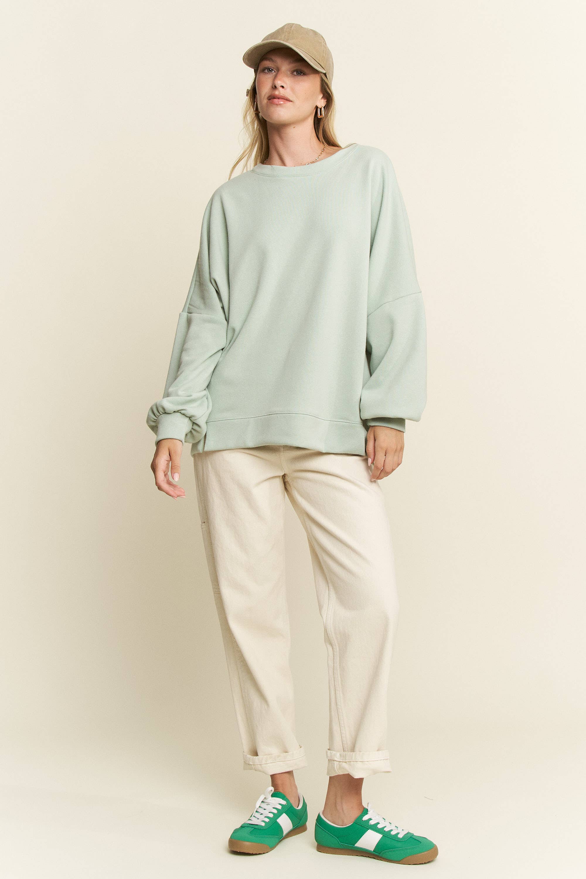 SOLID PASTEL DROP SHOULDER SWEATSHIRT