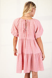 Coral Textured Loose Fit Dress