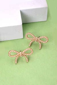 Pearl Bow Stud Earrings