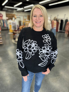 Floral Embroidered Knit Sweater