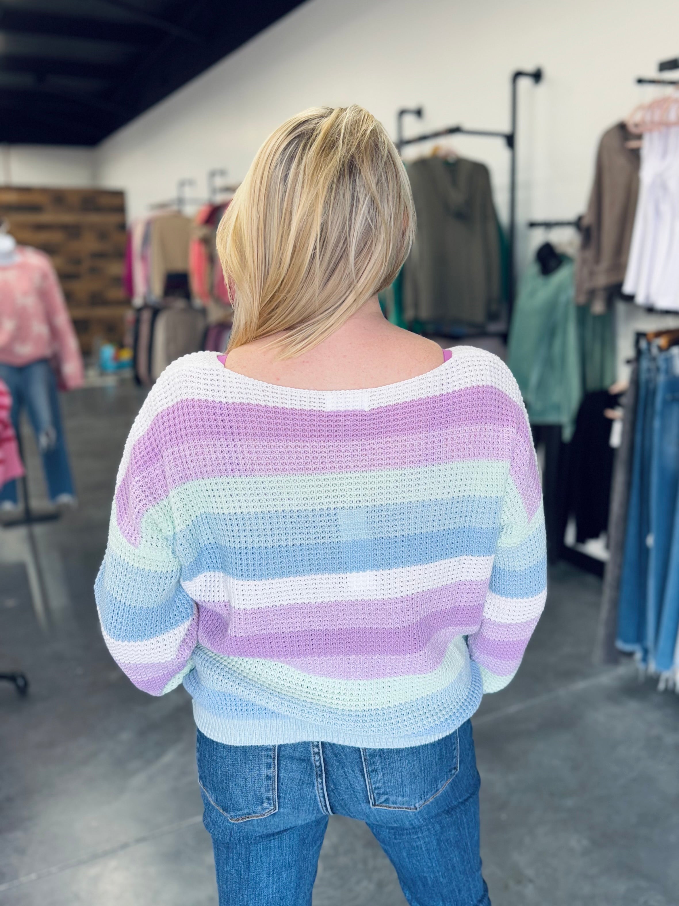 Color Block Pastel Knit Sweater Pullover