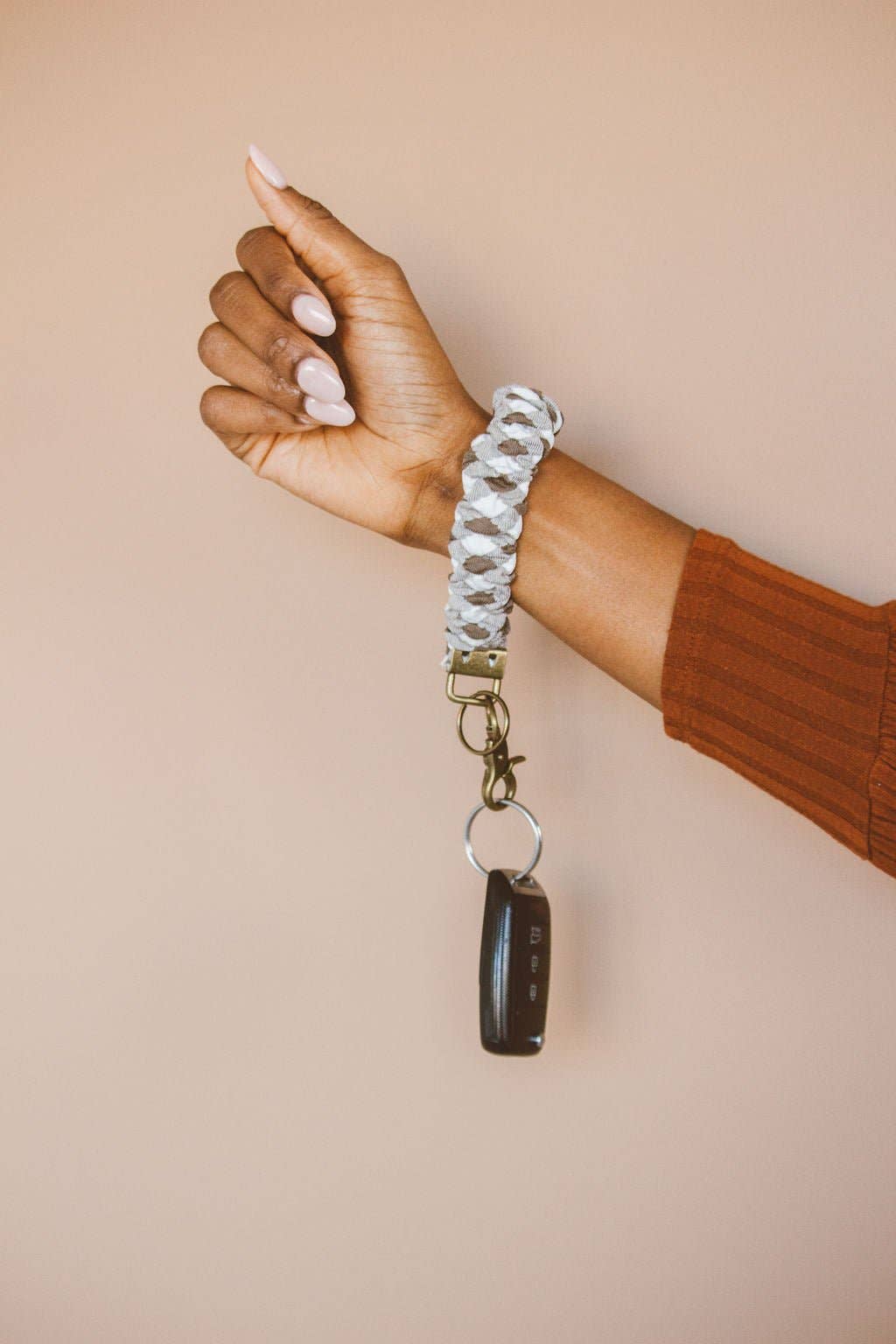 Brown Checkered Keychain