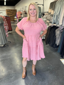 Coral Textured Loose Fit Dress