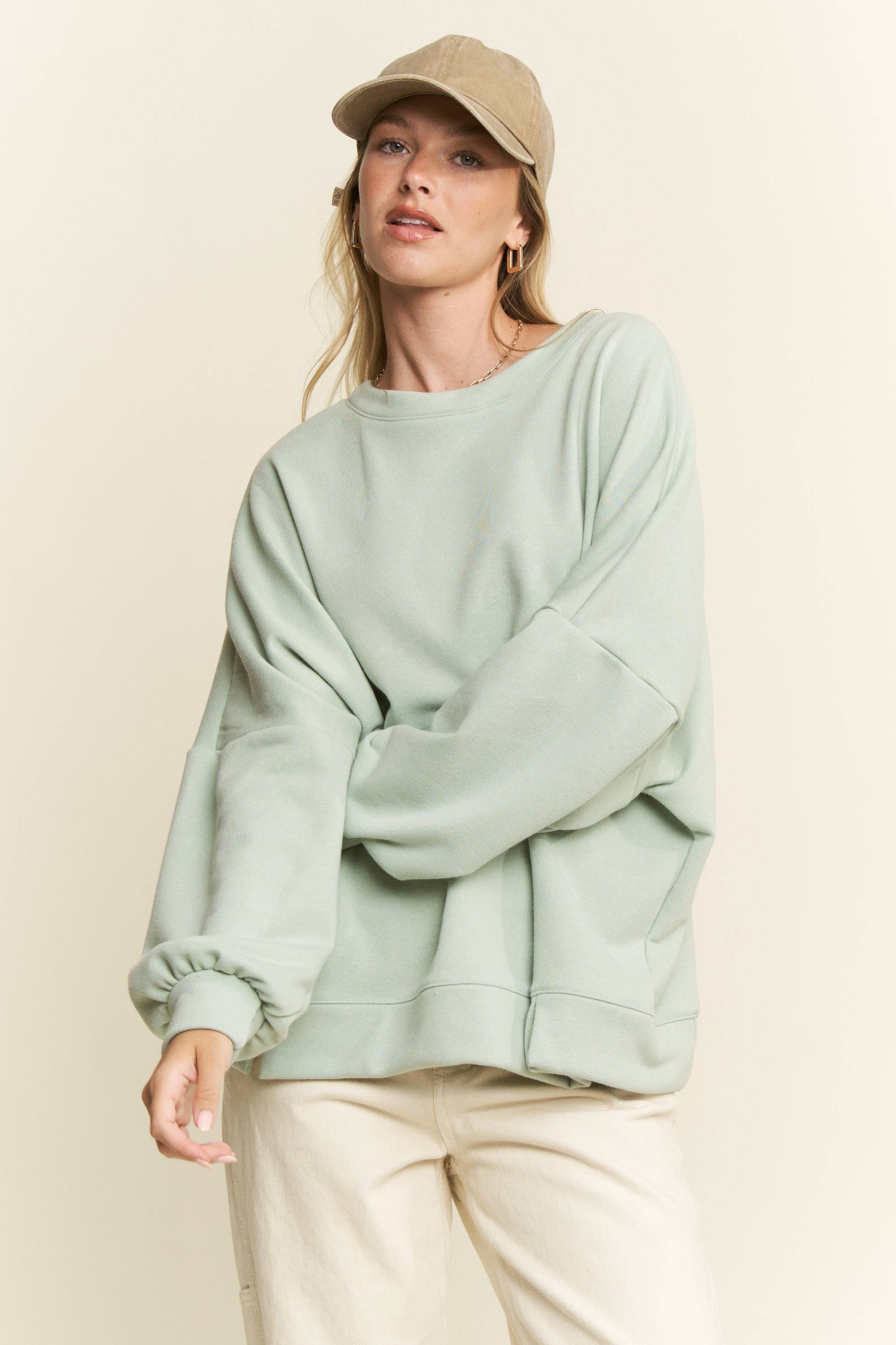 SOLID PASTEL DROP SHOULDER SWEATSHIRT