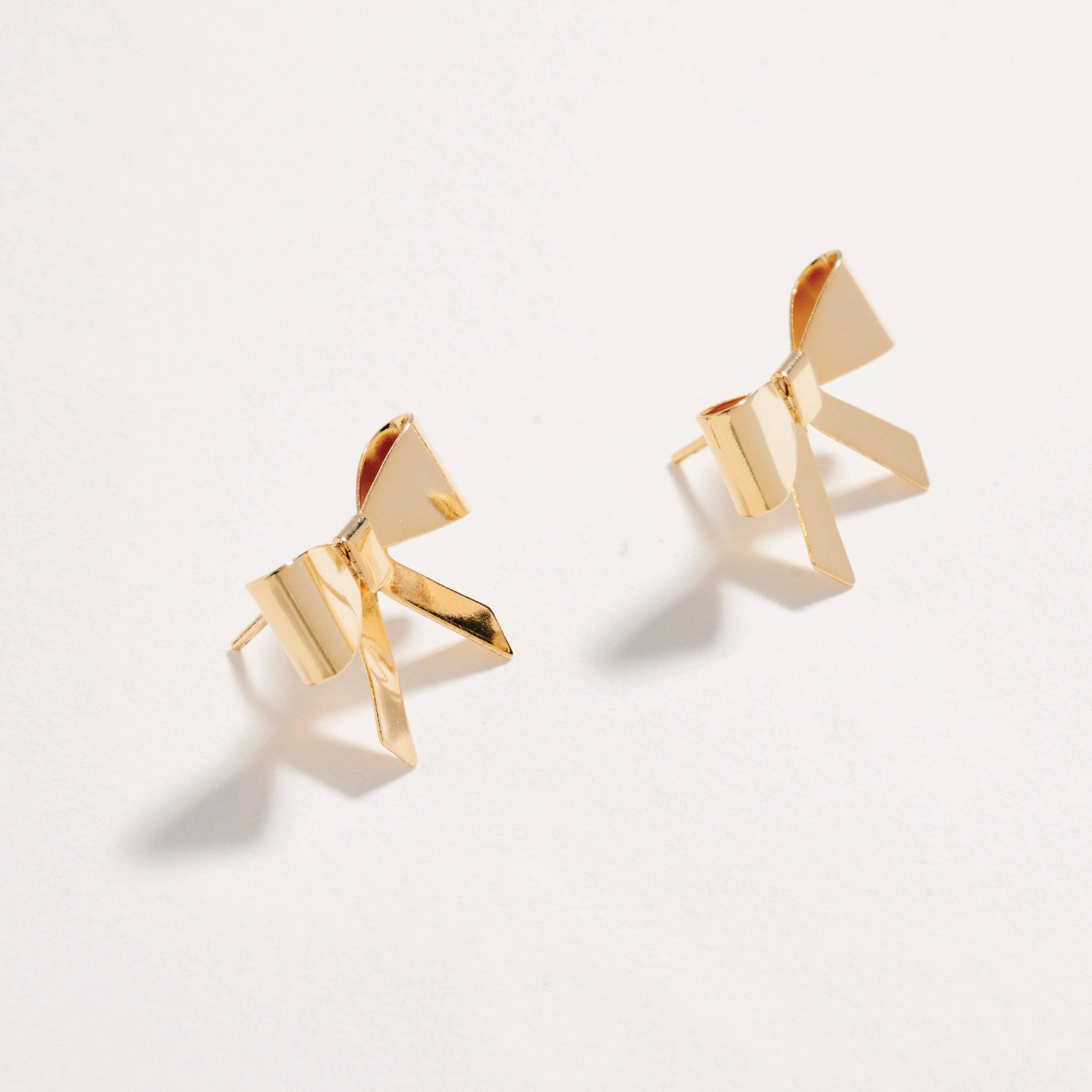 18K Gold Filled Bow Stud Earrings