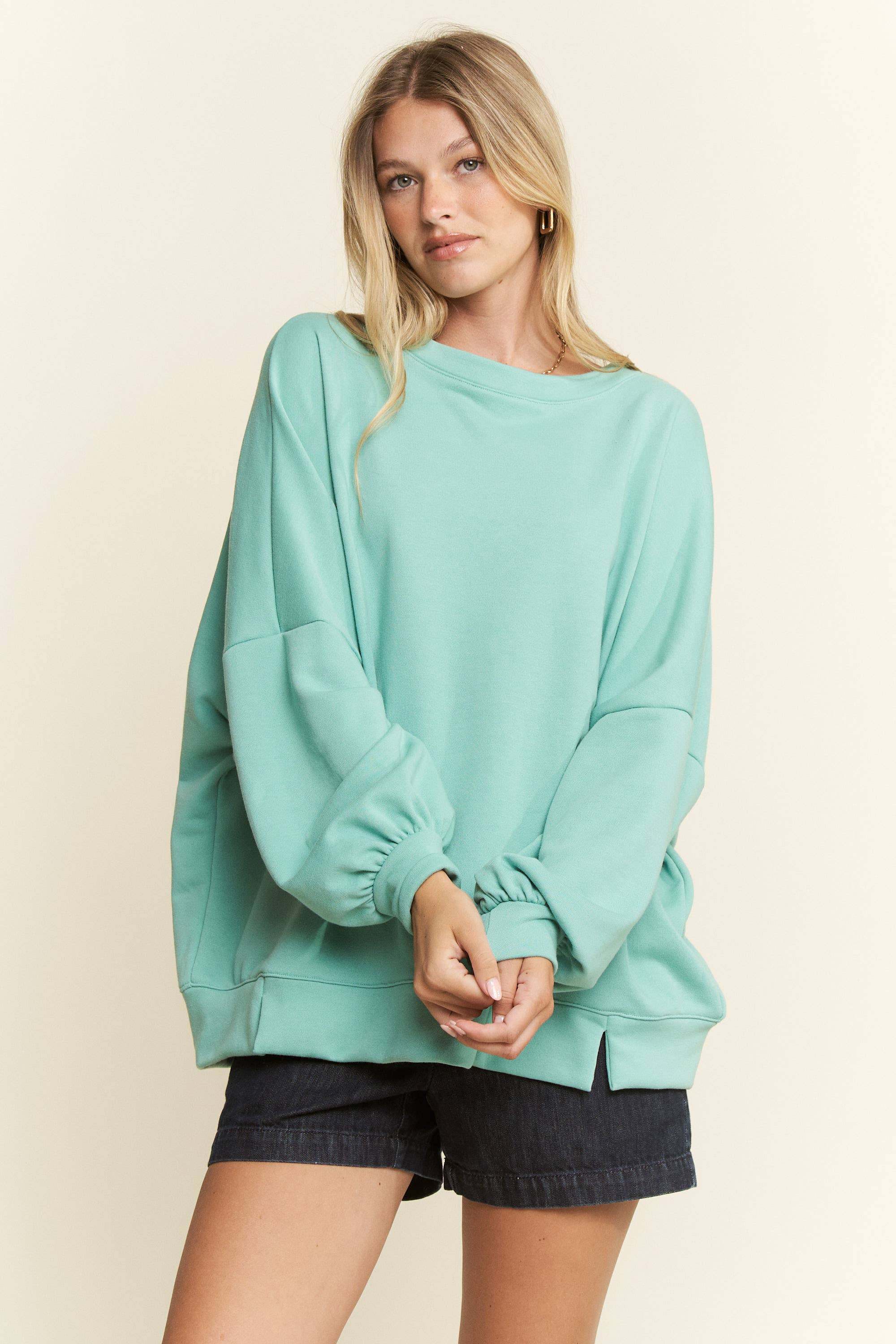 SOLID PASTEL DROP SHOULDER SWEATSHIRT