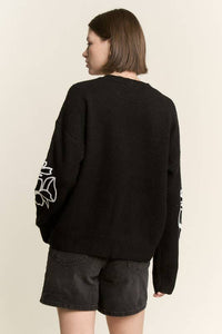 Floral Embroidered Knit Sweater