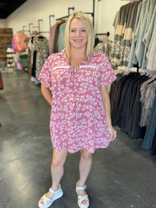 Dusty Rose Floral Mini Dress