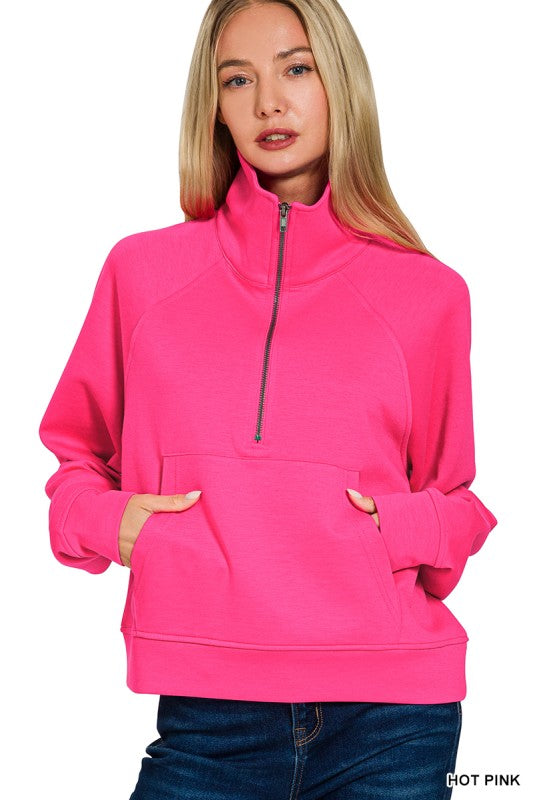 Scuba Half Zip Pullover With Kangaroo Pocket