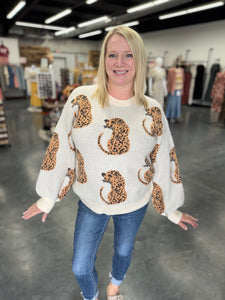 Cheetah Contrast Trim Long Sleeve Sweatee
