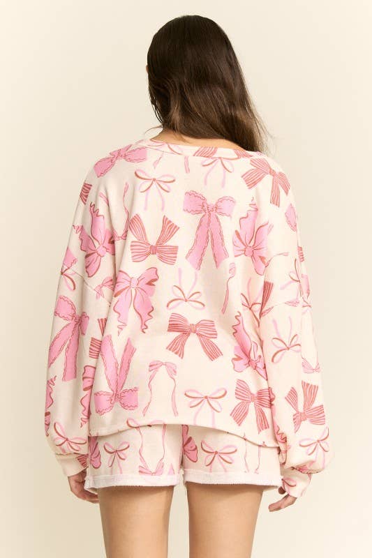 Bow Sweatshirt and Shorts Lounge Set