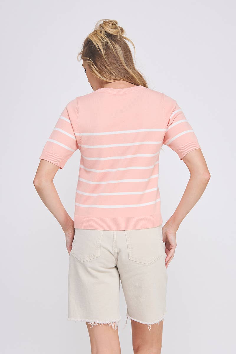 Short Sleeve Preppy Striped Top