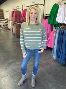 Avocado Striped Lightweight Sweater