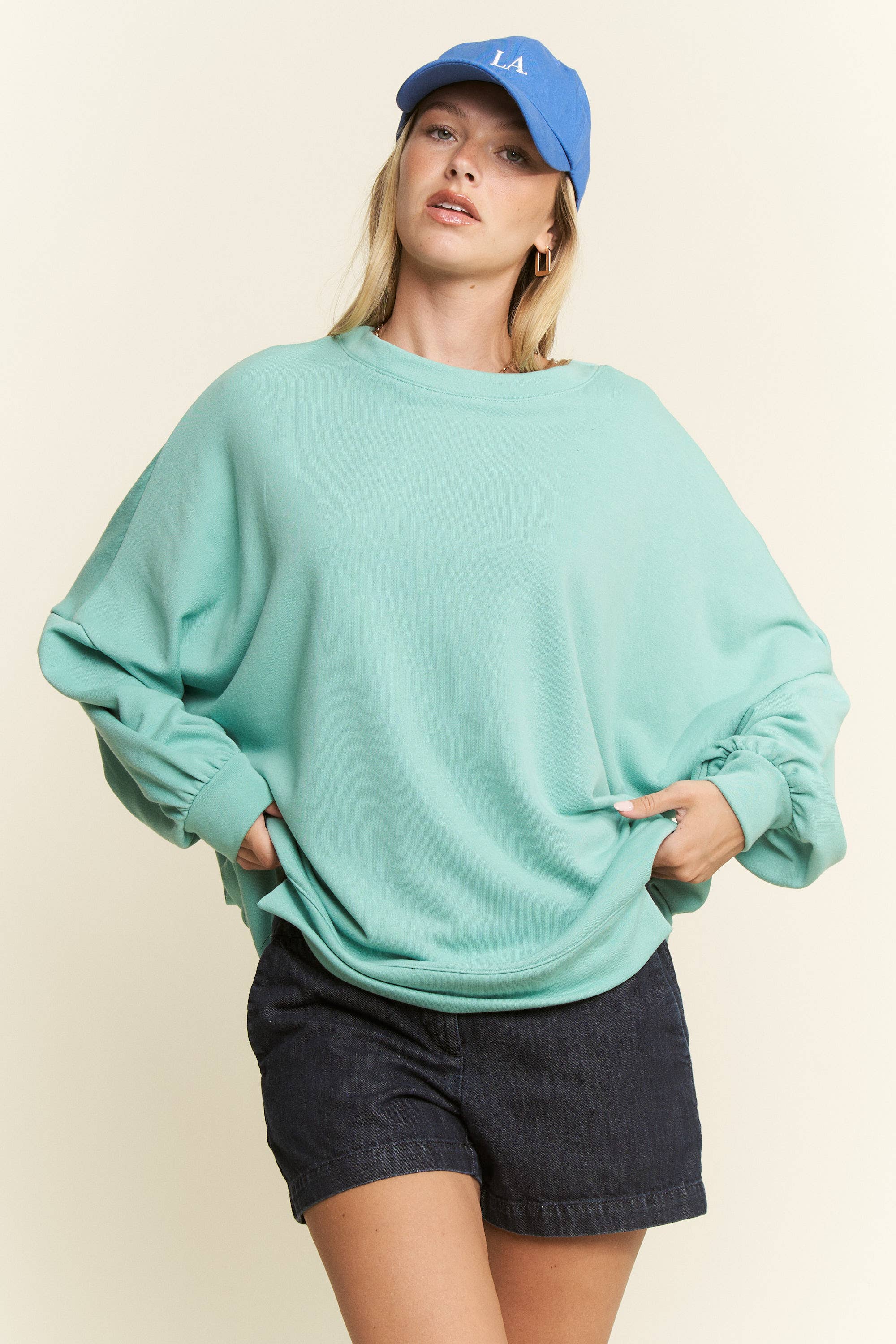 SOLID PASTEL DROP SHOULDER SWEATSHIRT