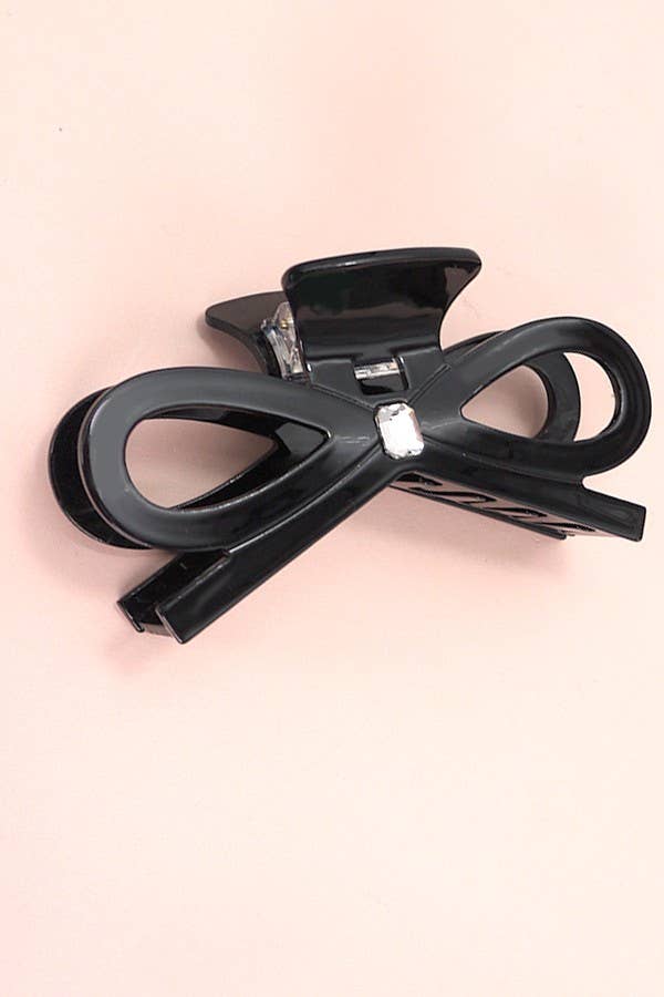 LARGE CUTE BOW RIBBON RHINESTONE HAIR CLAW CLIPS