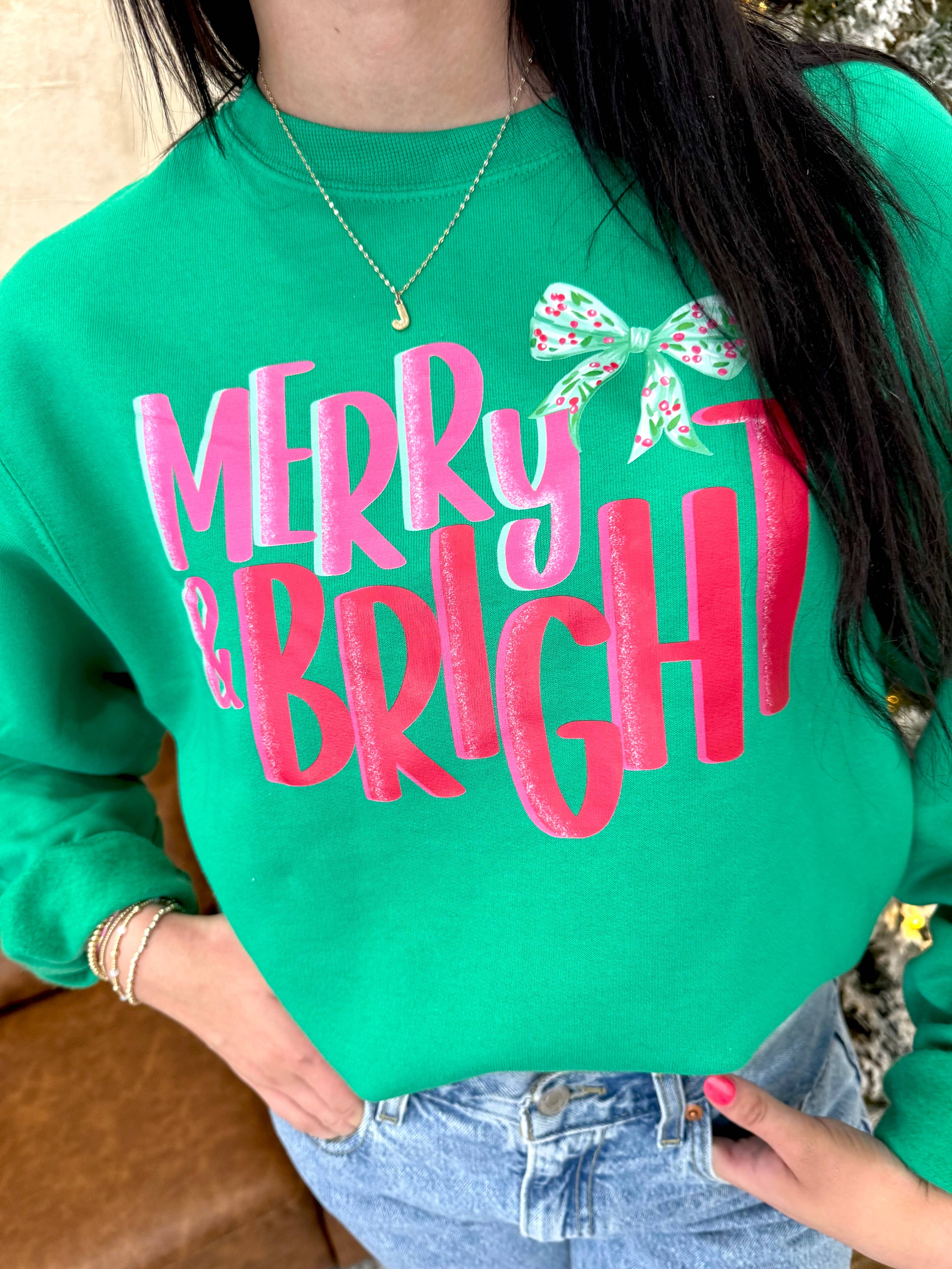 Green Merry & Bright Sweatshirt