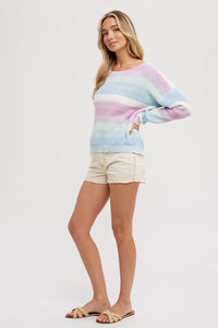 Color Block Pastel Knit Sweater Pullover