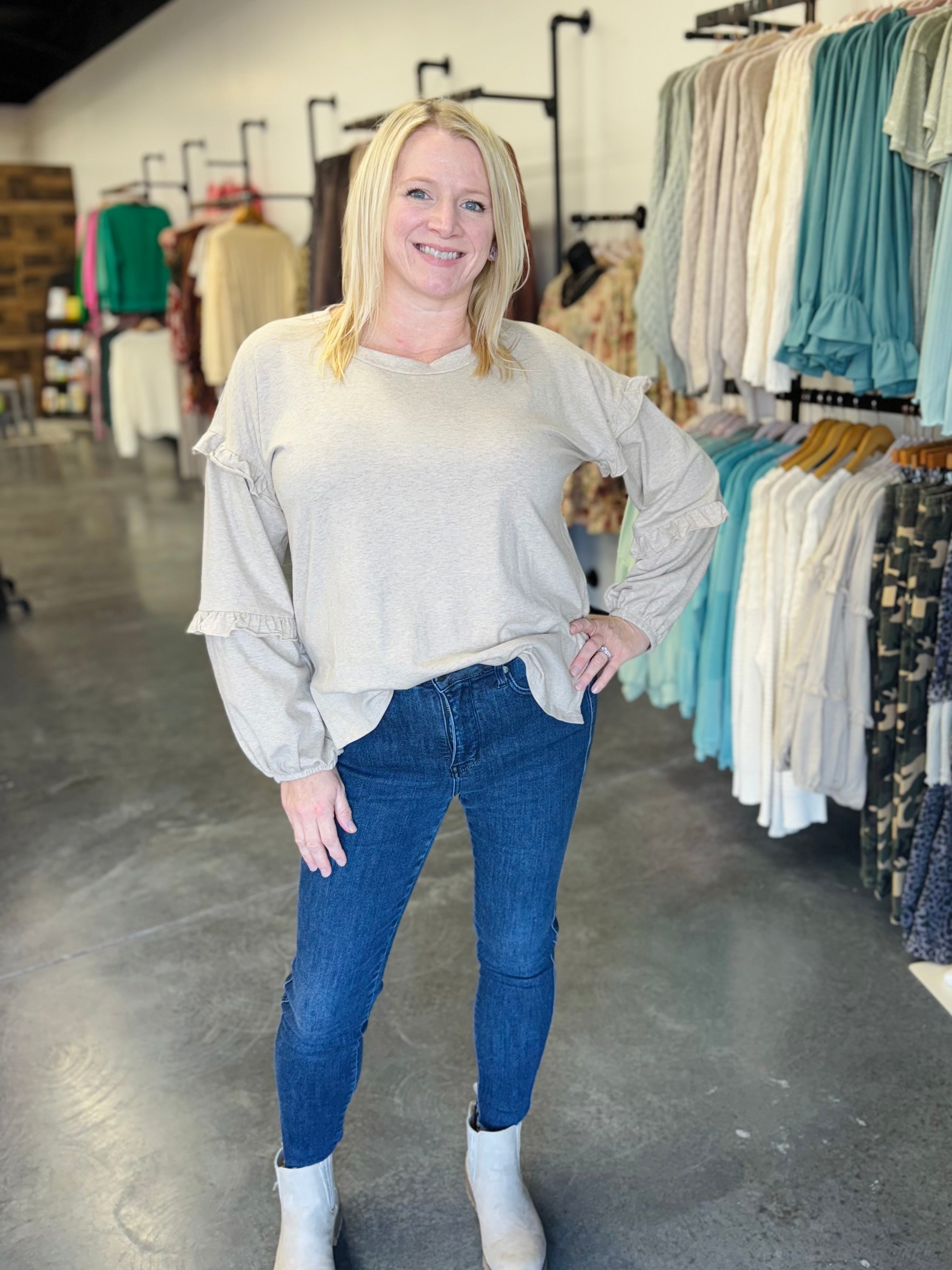 Ruffled Long Sleeve Top