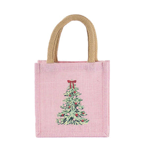 Noelle Tree Petite Gift Tote   Light Pink/Multi   7x7x5