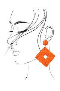 BLACK RAFFIA SQUARE DROP EARRINGS