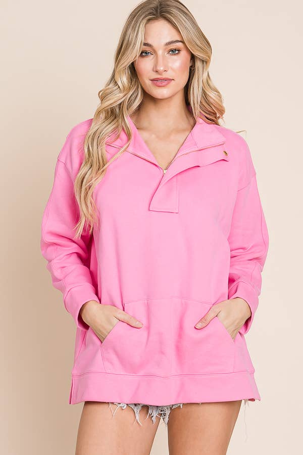 Sky Blue Quarter-Zip Fleece Sweatshirt