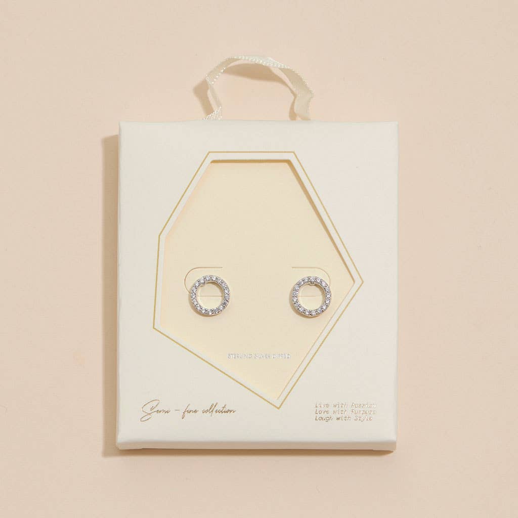 CZ 18K Gold Dip Round Stud Earrings