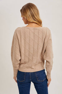 Boat Neck Diamond Knit Sweater