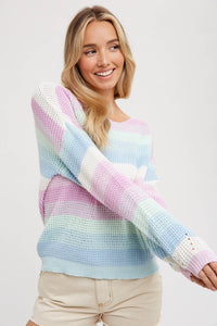 Color Block Pastel Knit Sweater Pullover