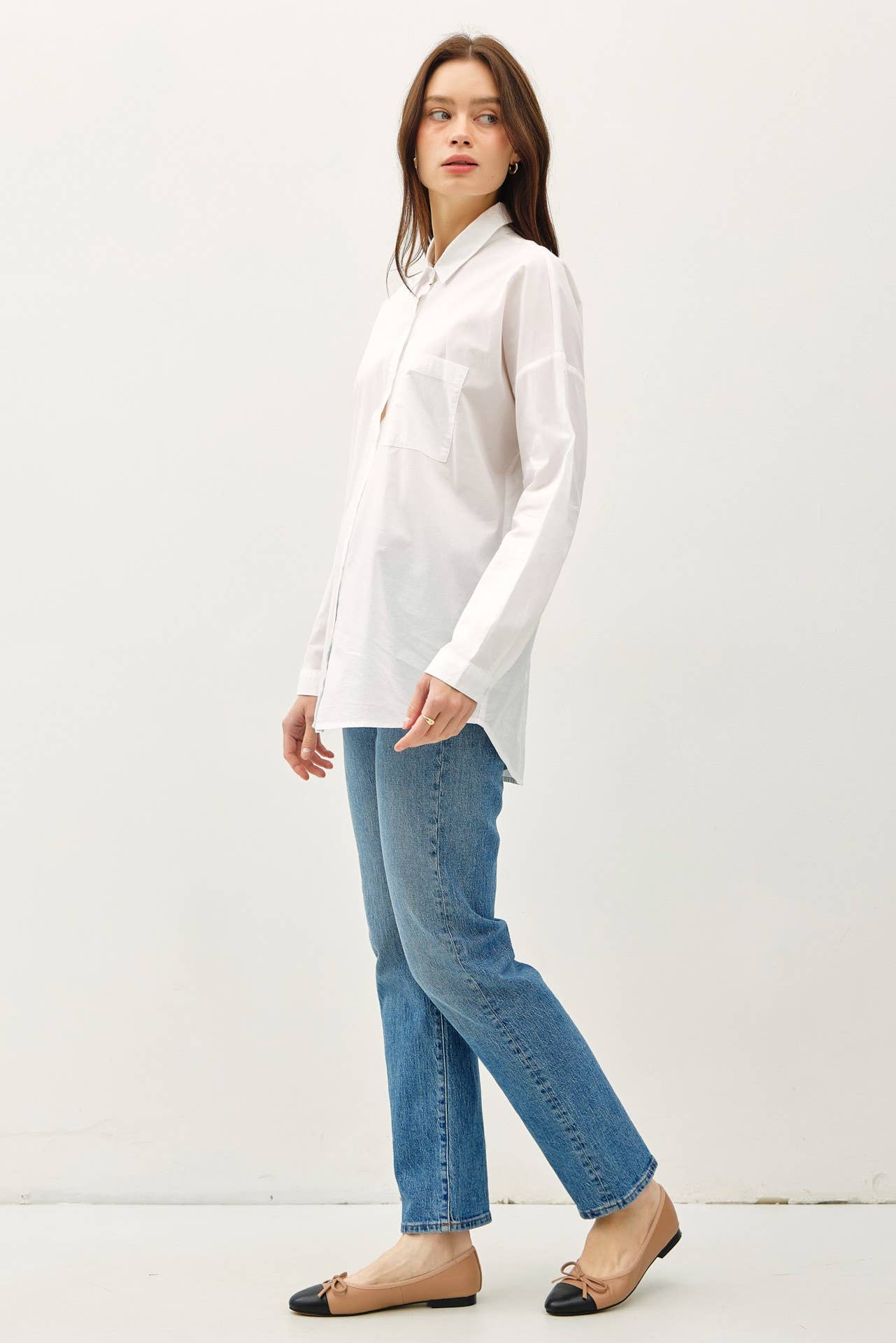 Oversized Basic Cotton Button Down