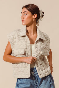 Triangle Quilted Stitch Button Up Knit Vest