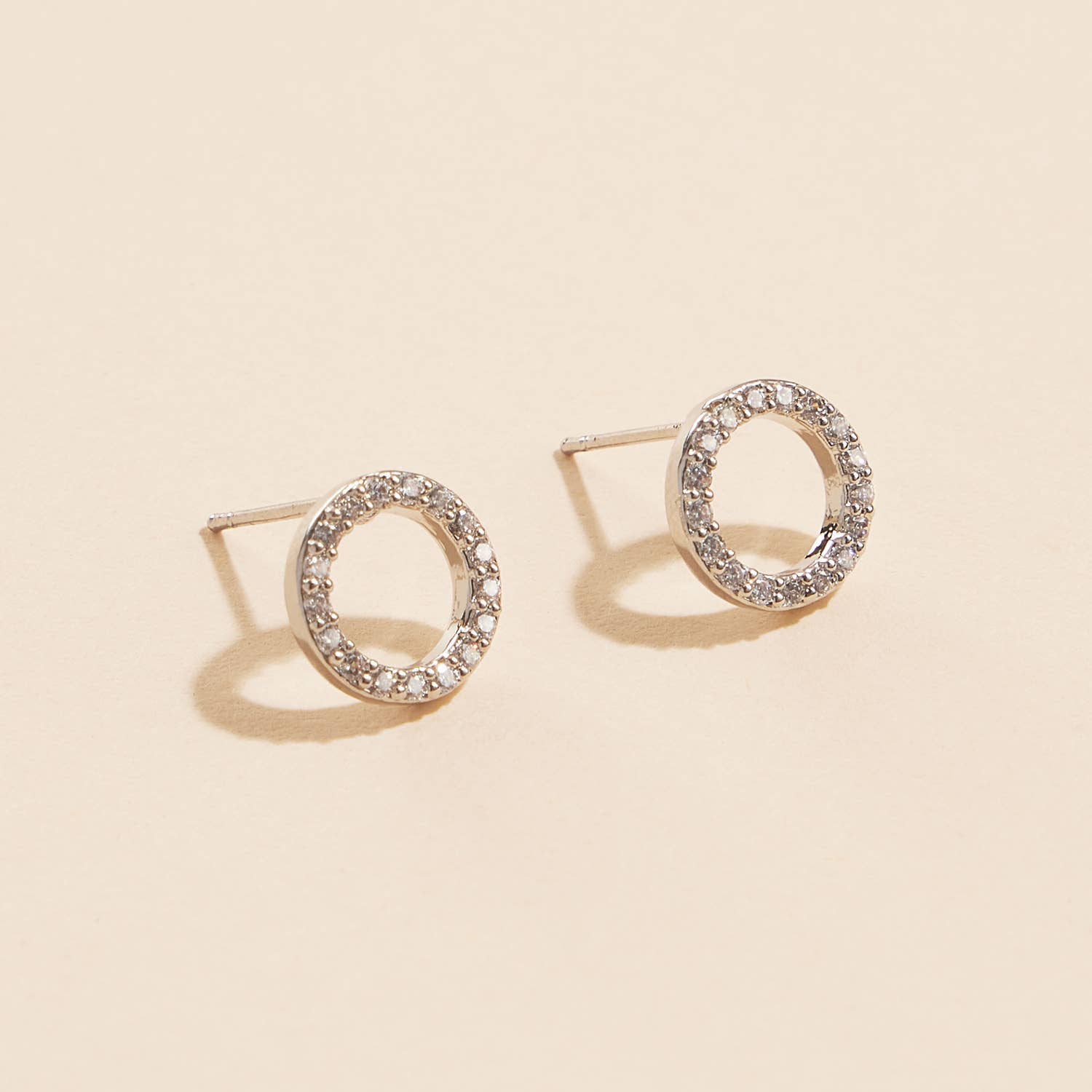 CZ 18K Gold Dip Round Stud Earrings