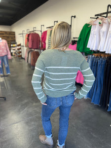 Avocado Striped Lightweight Sweater