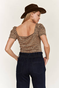 Leopard Printed Short Sleeve Top
