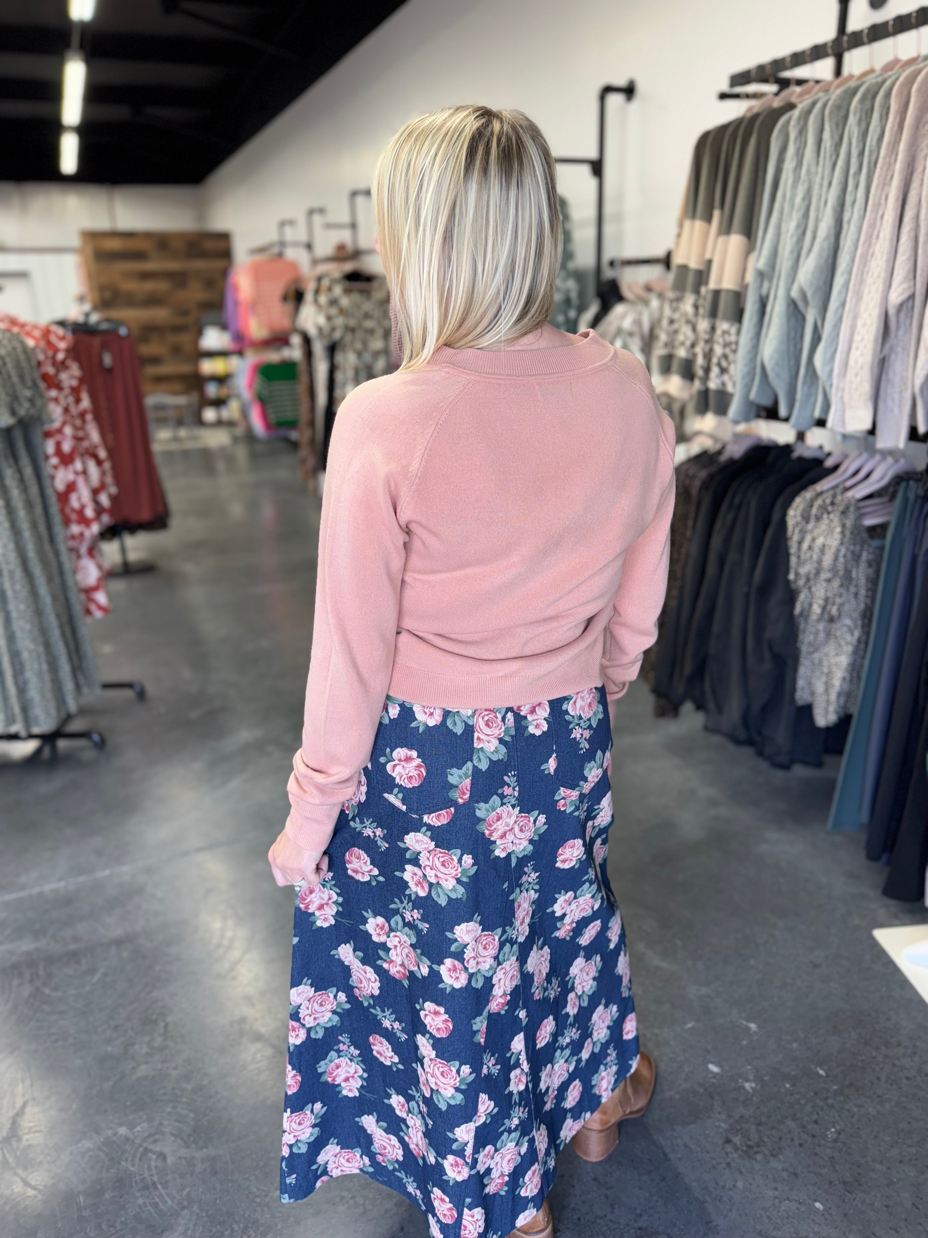 FLORAL PRINT DENIM SKIRT
